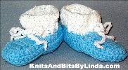 Blue & white newborn baby booties